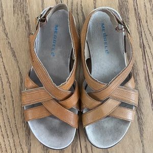Merrell Bassoon Tan Leather Comfort Sandals J46248 ~ size 7